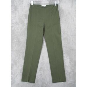 Joseph Ribkoff Pants 6 Olive Green Straight Leg Zip Split Cuff Stretch Office